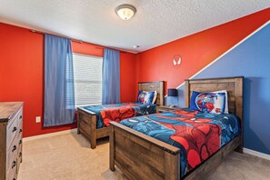 Bedroom 2 Spider Man themed with with 2 twin bed