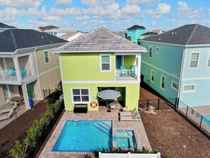 Aerial view of the backyard