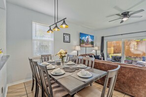 Dining table with seating for 8