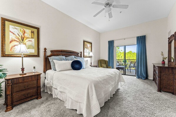 The regal king suite boasts a private ensuite, TV, ceiling fan & balcony access