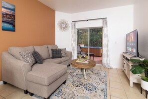 Living room with full size sofa bed