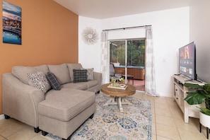 Living room with full size sofa bed