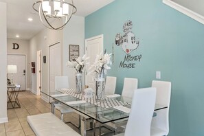 Dining table with seating for 8