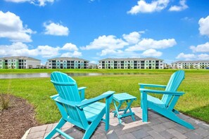 Enjoy at the Adirondack seating for 2 on the picturesque patio