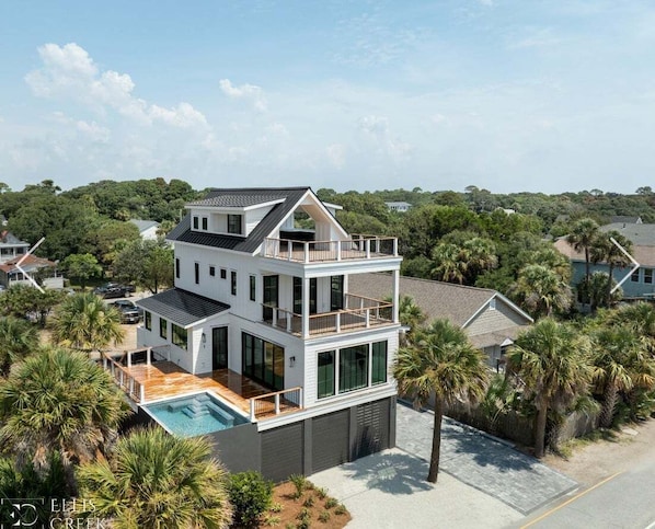 Built in 2024, The Lookout is a stunning new high-end home in the heart of Folly with incredible ocean views and private saltwater pool