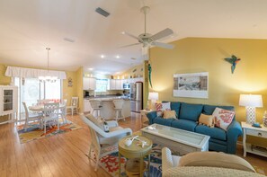 Open Concept: Living Room, Dining and Kitchen