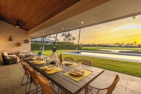 Morning coffee, sunset dinners - this is island living at its finest.