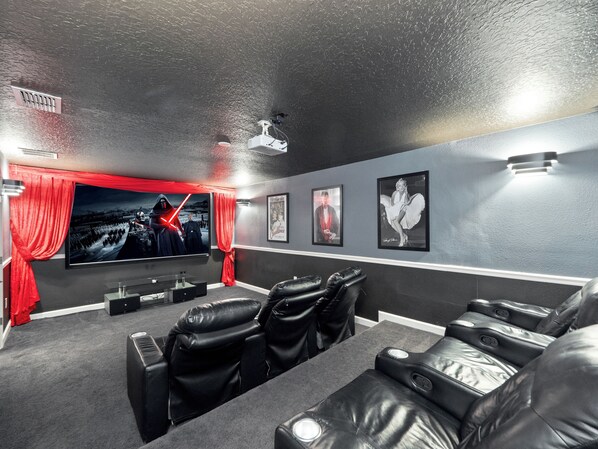 Incredible Movie Room with Movie Theater Style Seating