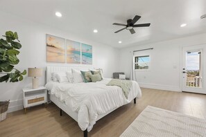 Master Bedroom is relaxing, peaceful, with ocean views, and blackout curtains! Sure to make your stay quiet and your sleep uninterrupted. 