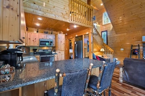 Open-air floor plan for socializing! Sit at the breakfast bar for coffee, sip wine or watch as meals get prepared!