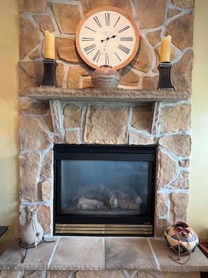 Warm up by the gas fireplace after a cold Fall or Winter day.