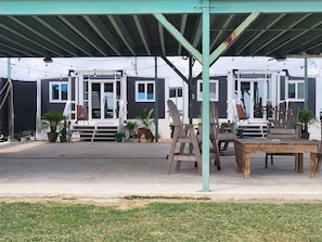 View of Outdoor Living and Entry to each Cabin