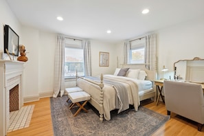 The largest of the two bedrooms on the entry level floor. Complete with a work station/getting ready station.