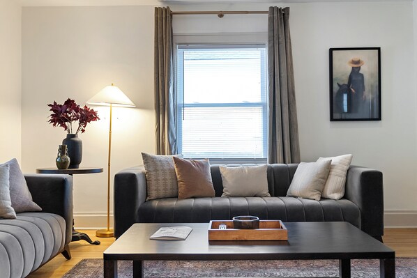 Relax on the top of the line sofas chosen special for this space. 