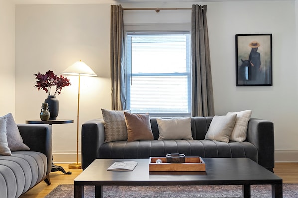 Relax on the top of the line sofas chosen special for this space.