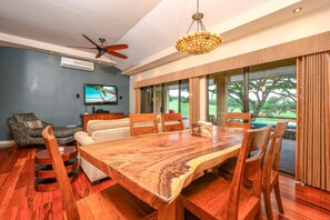 KGV-14P6 Gather around a stunning live-edge wood table where natural beauty meets cozy charm?perfect for long dinners and even longer conversations