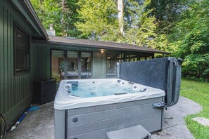 The hot tub is sparkling clean, inviting, and just the right temperature.