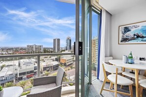 Dining area is right next to the balcony