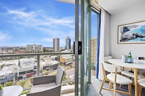 Dining area is right next to the balcony