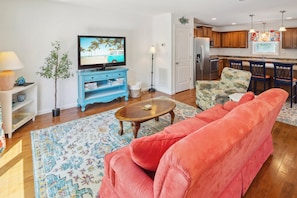 Relax in the bright and airy Living Area after a day at the beach.