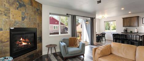 Living Room with Fireplace | Upper Level