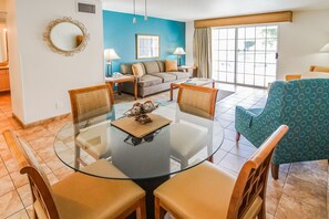 Cozy dining area with seating for four, great for shared meals and quality time.