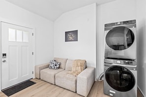 Fully-equipped laundry area.