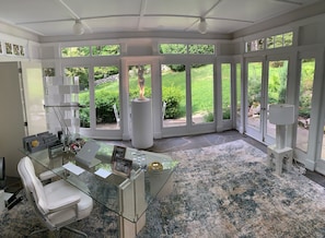 Inspiring office in the Sunroom , overlooking nature.
