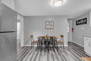 Floor, Flooring, Indoors, Dining Room, Dining Table