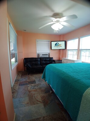 Queen bed and smart TV