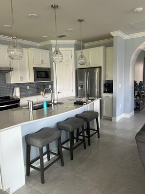 kitchen with oversize island