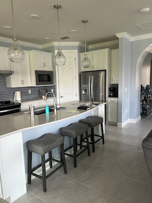 kitchen with oversize island