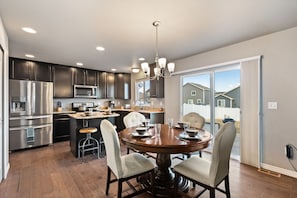 Spacious kitchen and dining area