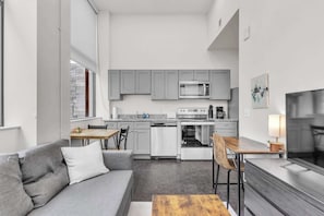 Living and kitchen area