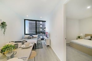 A 3-seater sofa bed in the living