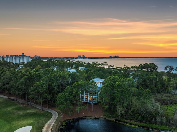 Seathistle Lodge at Sunset - Nestled in the the wooded natural preserve on the golf course and lake.