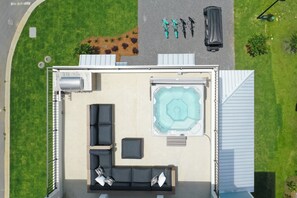 Rooftop Deck with Hot Tub, Outdoor Kitchen, Dining, and Lounging