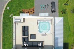 Rooftop Deck with Hot Tub, Outdoor Kitchen, Dining, and Lounging