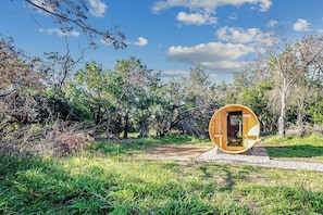 The private sauna offers a relaxing retreat, perfect for unwinding and rejuvenating after a long day.