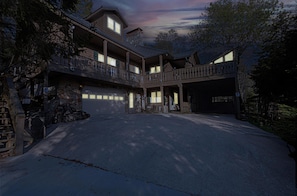 The driveway is perfect for multiple vehicles.