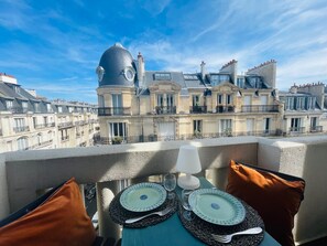 Outdoor dining on main first balcony
