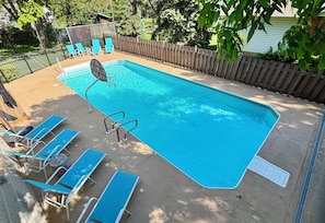 Large in-ground salt-water sport pool and plenty of space for lounging