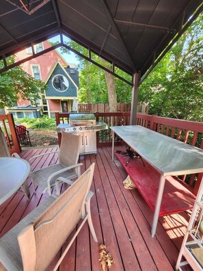 Cook a meal on our grill, listen to the rain on the metal roof while you enjoy an adult beverage. 