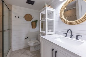 Newly remoldelded bathroom with walk in shower