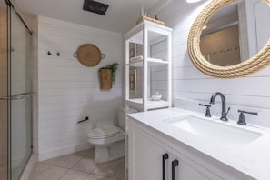Newly remoldelded bathroom with walk in shower