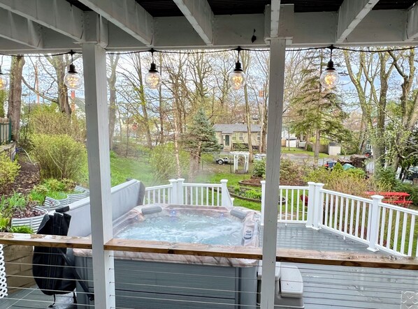 Private Saltwater Hot tub and Deck