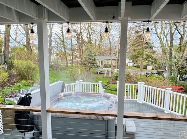 Private Saltwater Hot tub and Deck