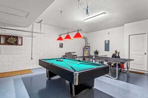 Spend hours of fun in the game room/garage