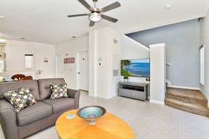 Private gated patio with outdoor seating