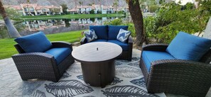 Back patio with firepit